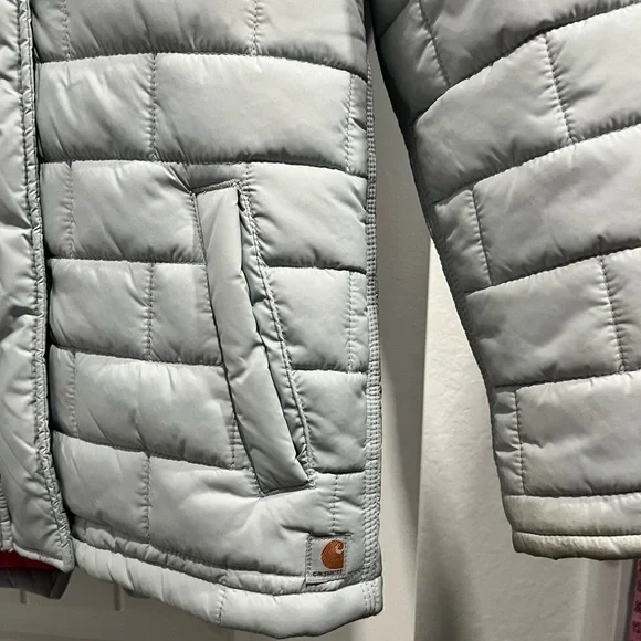 Carhartt Light Gray Jacket with Bright Pink Interior Size M 10/12 - Picture 8 of 9